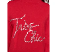 Karl Lagerfeld Paris Women's Embellished Graphic Mockneck Sweater