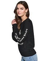 Karl Lagerfeld Paris Women's Choupette Crewneck Sweater, Regular & Petites