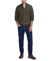 Barbour Men's Ramsden Cable-Knit Quarter-Zip Wool Sweater with Faux-Suede Trim