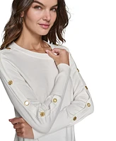 Karl Lagerfeld Paris Women's Button-Sleeve Sweater