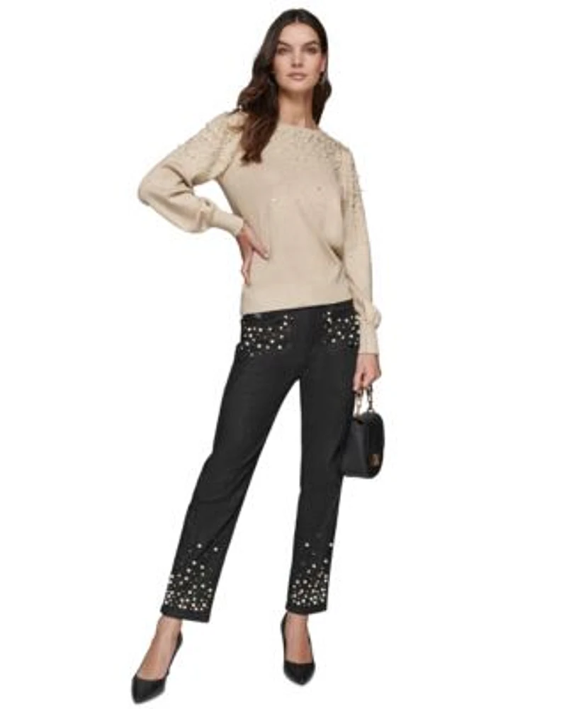 Karl Lagerfeld Paris Womens Embellished Sweater Jeans