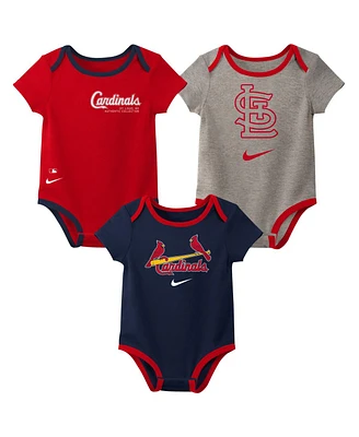 Nike Baby Boys and Girls St. Louis Cardinals Authentic Collection Three-Pack Bodysuit Set