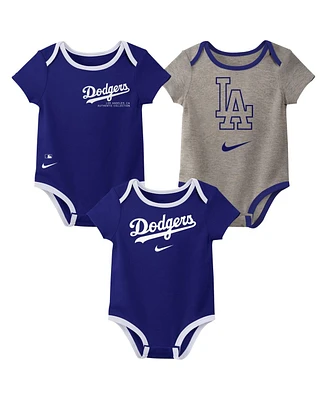 Nike Baby Boys and Girls Los Angeles Dodgers Authentic Collection Three-Pack Bodysuit Set