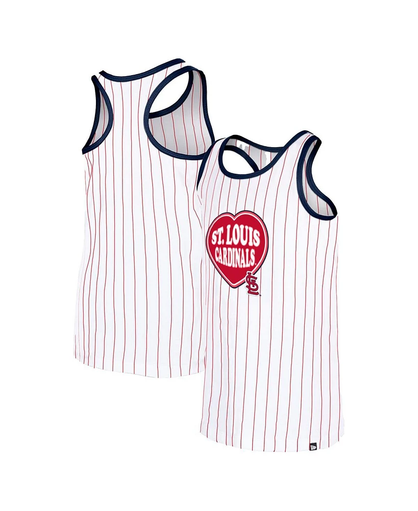 New Era Big Girls White St. Louis Cardinals Pinstripe Tank Top