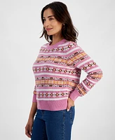 Style & Co Petite Magical Fair Isle Pullover Sweater, Created for Macy's