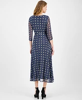 Jamie & Layla Petite 3/4-Sleeve Printed Faux-Wrap Midi Dress