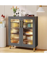 Tribesigns Buffet Cabinet with Acrylic Doors and Led Light for Living Room, Kitchen