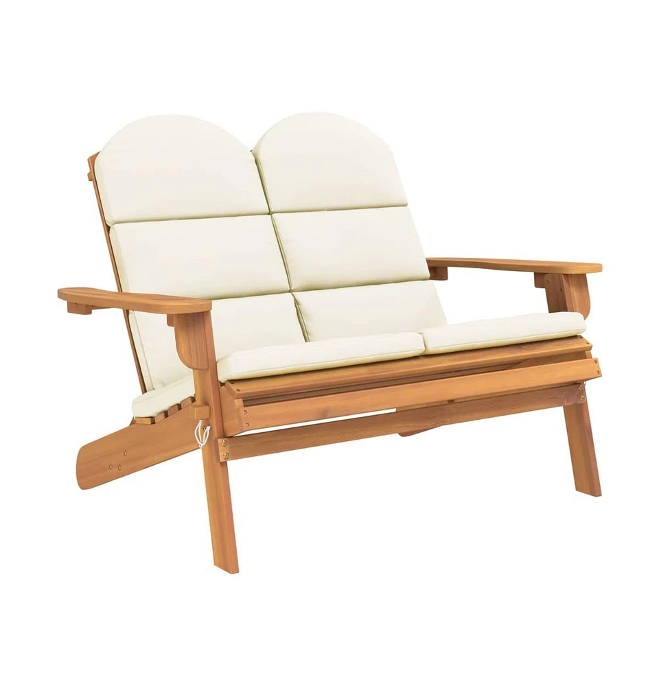 vidaXL Adirondack Patio Bench with Cushions 49.6" Solid Wood Acacia