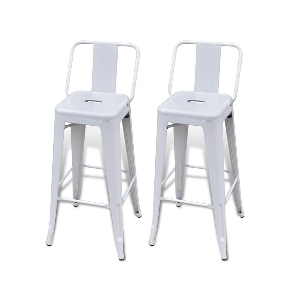 vidaXL Bar Stools 2 pcs White Steel