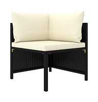 vidaXL Piece Patio Sofa Set with Cushions Black Poly Rattan