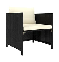 vidaXL Patio Sofa with Cushions Poly Rattan