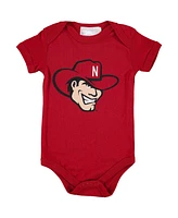 Two Feet Ahead Baby Boys and Girls Scarlet Nebraska Huskers Big Logo Bodysuit