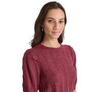 Dkny Jeans Women's Mixed Stitch Puff-Sleeve Sweater