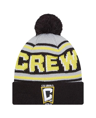 New Era Men's Black Columbus Crew Evergreen Cuffed Knit Hat with Pom