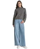 Dkny Jeans Women's Mock Neck Ribbed Knit Sweater