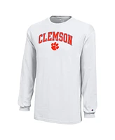 Champion Big Boys and Girls White Clemson Tigers Arch Over Logo Long Sleeve T-Shirt