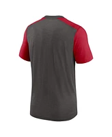 Nike Men's Heathered Pewter/Heathered Red Tampa Bay Buccaneers Color Block Team Name T-Shirt