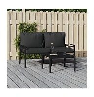 vidaXL Patio Chairs with Gray Cushions 2 pcs 24.4"x29.5"x31.1" Steel