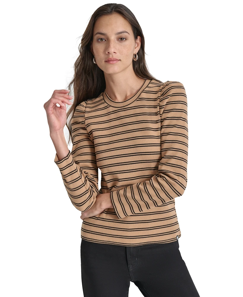 Dkny Jeans Women's Striped Long-Sleeve Crewneck Top