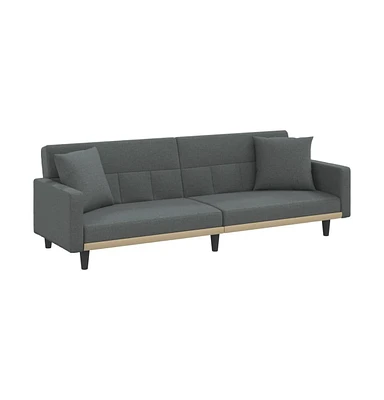 vidaXL Sofa Bed with Cushions Dark Gray Fabric