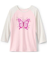 Lands' End Big Girls Plus Long Sleeve Raglan Graphic T-Shirt