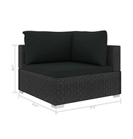 vidaXL Sectional Corner Chair with Cushions Poly Rattan Black