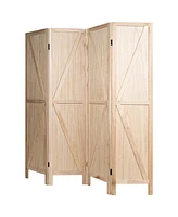 Costway 4Panels Folding Wooden Divider W/ V-shaped Design 5.6Ft Tall