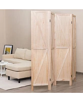 Costway 4Panels Folding Wooden Divider W/ V-shaped Design 5.6Ft Tall