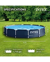 Intex Metal Frame 12' x 30" Round Above Ground Outdoor Swimming Pool with Pump