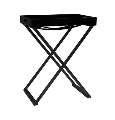 vidaXL Folding Table Black 18.9"x13.4"x24" Mdf