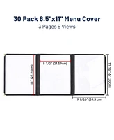 8.5X11" View Triple Fold Double Stitch Trim Cafe Restaurant 30 Menu Cover Black