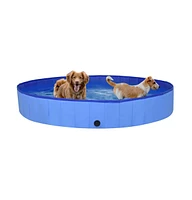 vidaXL Foldable Dog Swimming Pool Blue 78.7"x11.8" Pvc