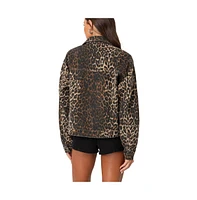 Edikted Women's Leopard Print Denim Jacket