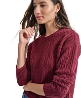 Dkny Jeans Petite Crewneck Cable-Knit Sweater