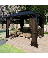 Aoodor Gazebo Curtain Replacement-Universal 4-Panel Sidewalls 10'x12',Patio Privacy Curtains with Double Zipper,Uv Resistant,Perfect for Outdoor Canop