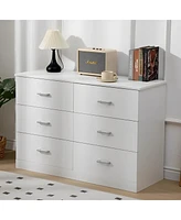 Sugift 6 Drawers Dresser Chest with Wide Storage Space for Bedroom-White