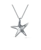 Bling Jewelry Nautical Pendant Blue Inlay Synthetic Opal Starfish Pendant Necklace For Women For Sterling Silver