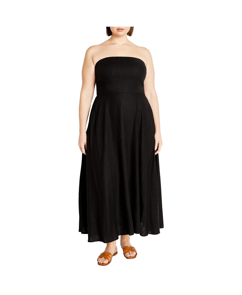 City Chic Women's Simone Plain Maxi Dress