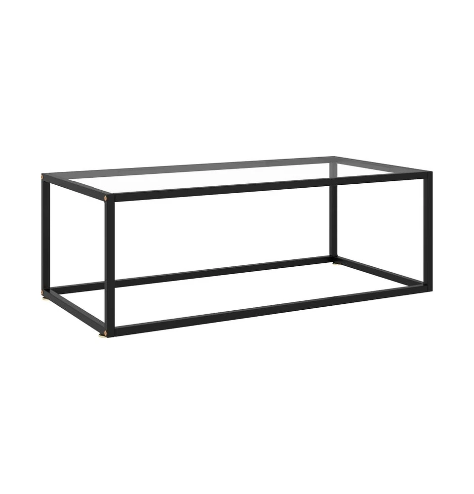 vidaXL Coffee Table Black with Tempered Glass 39.4"x19.7"x13.8"