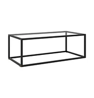 vidaXL Coffee Table Black with Tempered Glass 39.4"x19.7"x13.8"