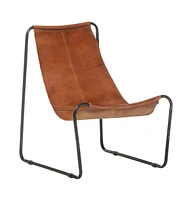 vidaXL Relaxing Chair Brown Real Leather