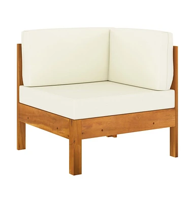 vidaXL Corner Sofa with Cream White Cushions Solid Acacia Wood