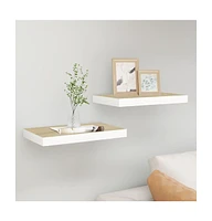 vidaXL Floating Wall Shelves 2 pcs Oak and White 19.7"x9.1"x1.5" Mdf