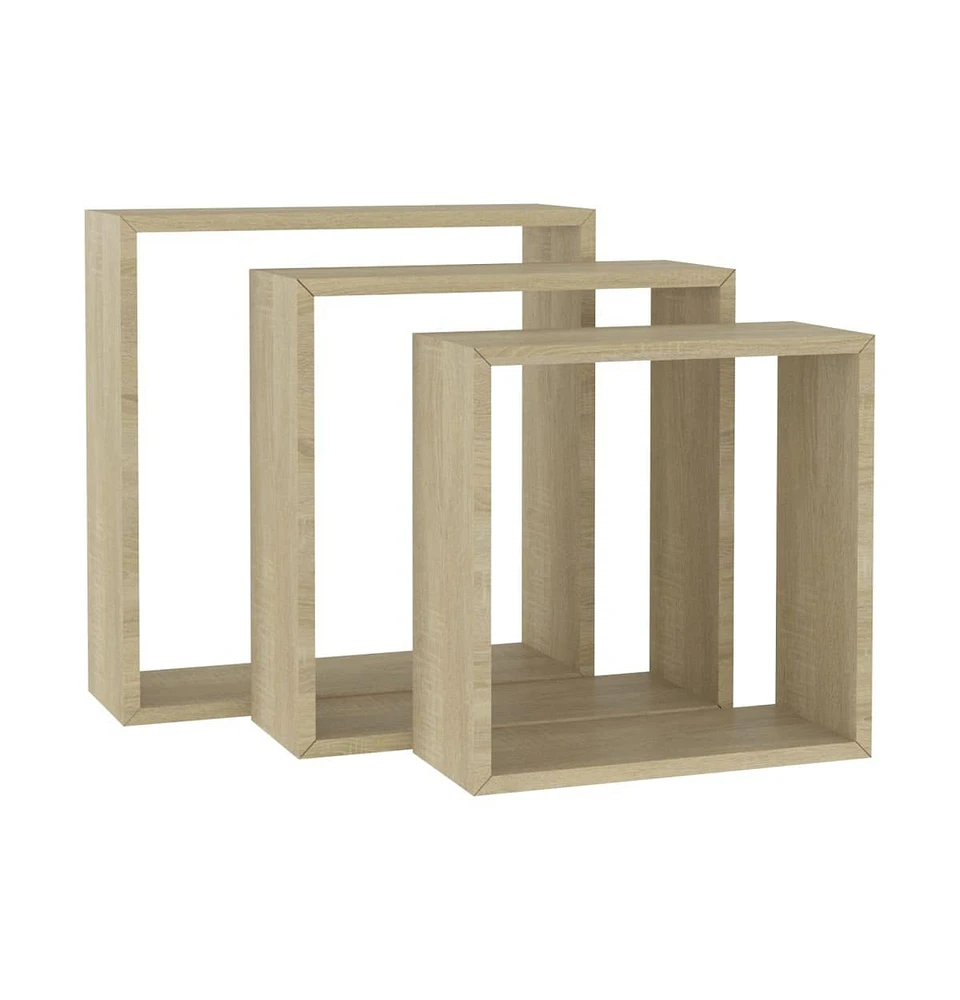 vidaXL Wall Cube Shelves 3 pcs Sonoma Oak