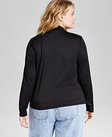 And Now This Trendy Plus Mock-Neck Long-Sleeve Top