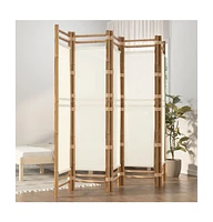 vidaXL Folding 5-Panel Room Divider 78.7" Bamboo and Canvas