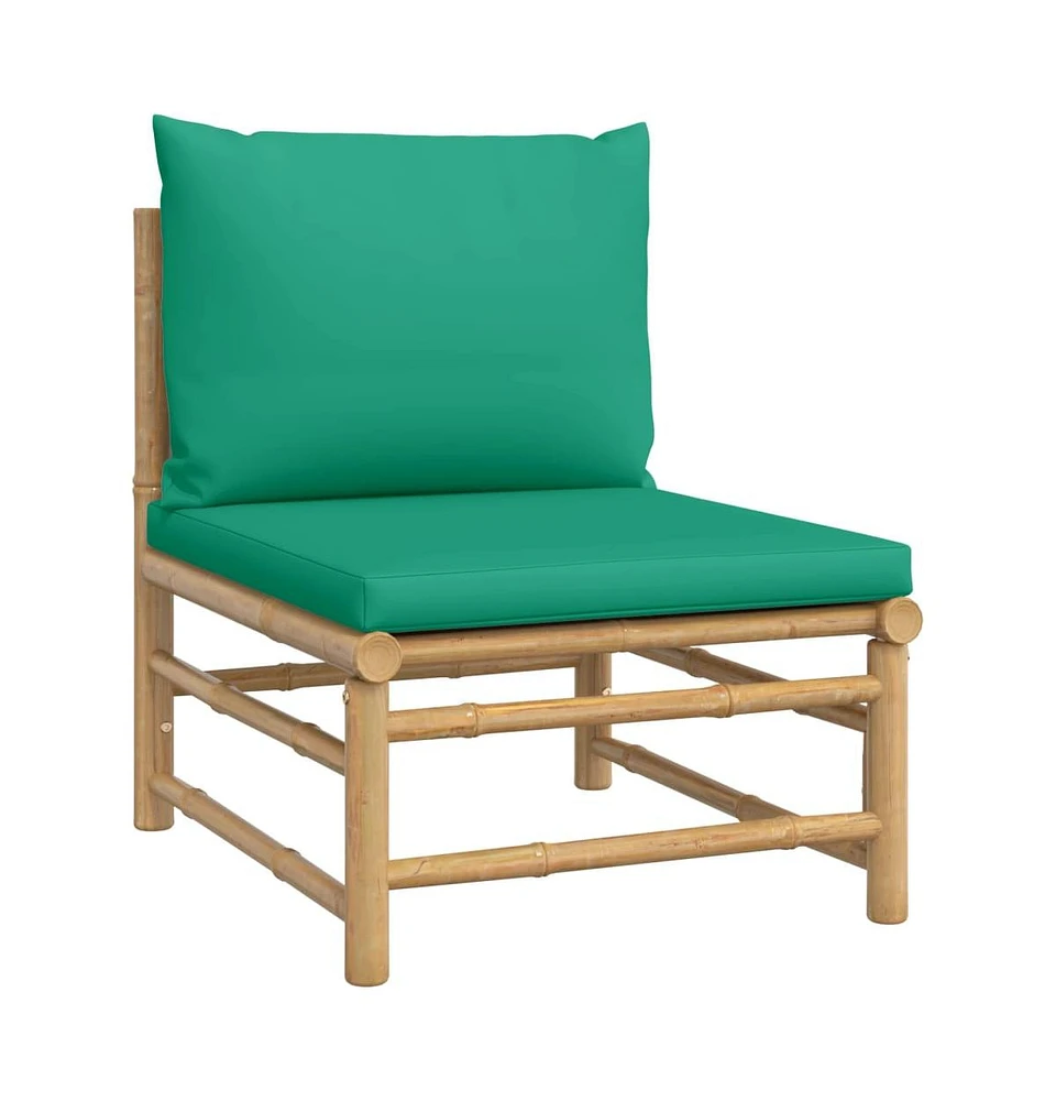 vidaXL Patio Middle Sofa with Cushions Bamboo