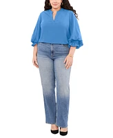 Vince Camuto Plus Split-Neck 3/4-Sleeve Blouse