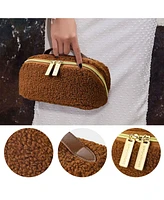 Byootique Plush Makeup Case Open Flat Travel Toiletry Accessories Organizer Bag