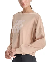 Dkny Women's Cotton Flocked-Logo Long-Sleeve Top